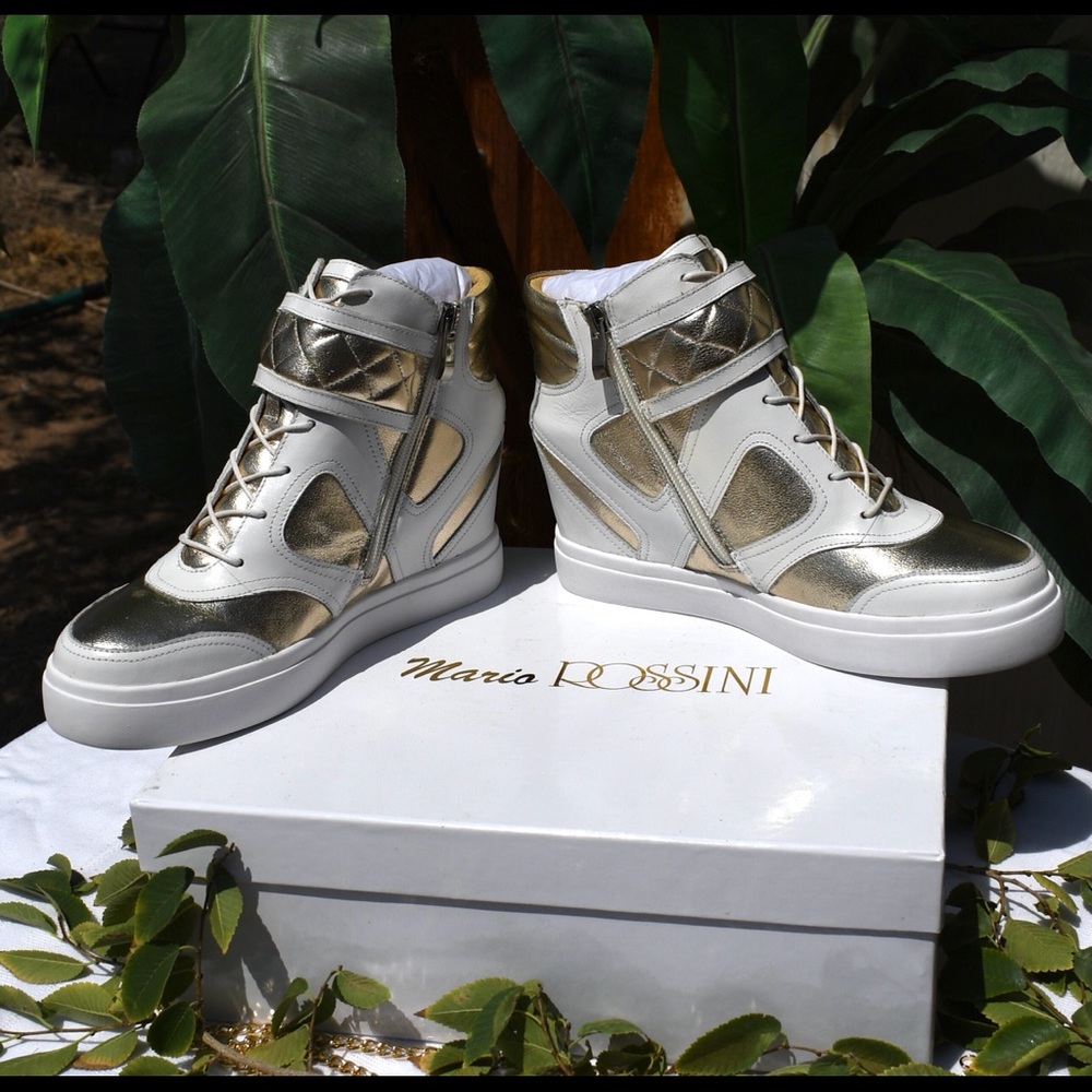 MARIO ROSSINI Gold/White High top shoes